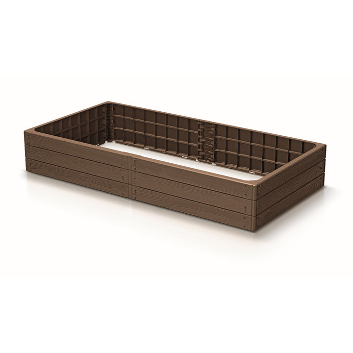 Bordura da giardino Prosperplast Base Woody, 149x75 cm, resistente alle intemperie, struttura modulare, colore marrone, IBWR-7587U
