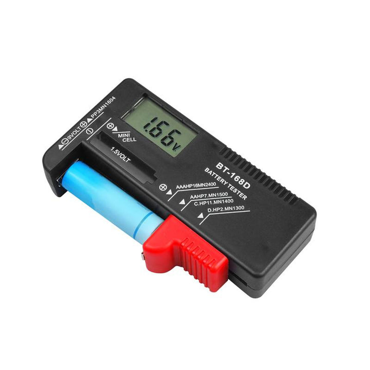 Tester digitale per batterie e accumulatori Lamex, display LCD, dimensioni compatte, non richiede una fonte di alimentazione aggiuntiva