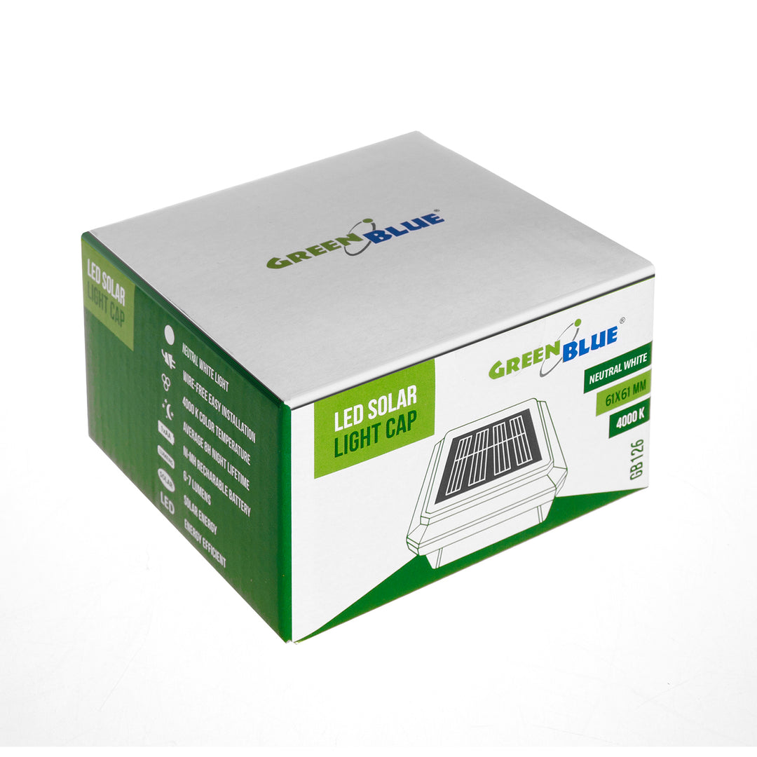 Lampada solare a LED da palo GreenBlue, 60x60 mm, tettuccio a busta, GB126, 2 pezzi