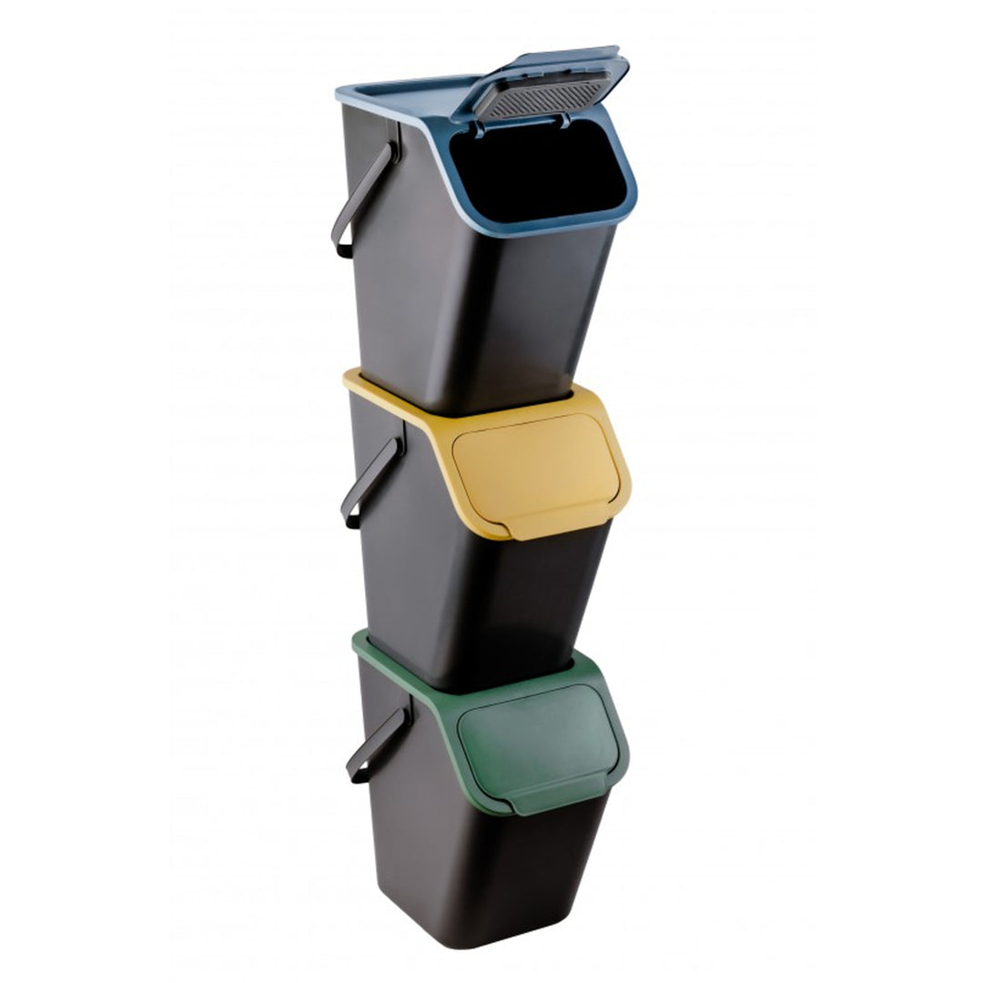 Set di 3 cestini per la raccolta differenziata da 25 l Practic Bini + 5 filtri al carbone