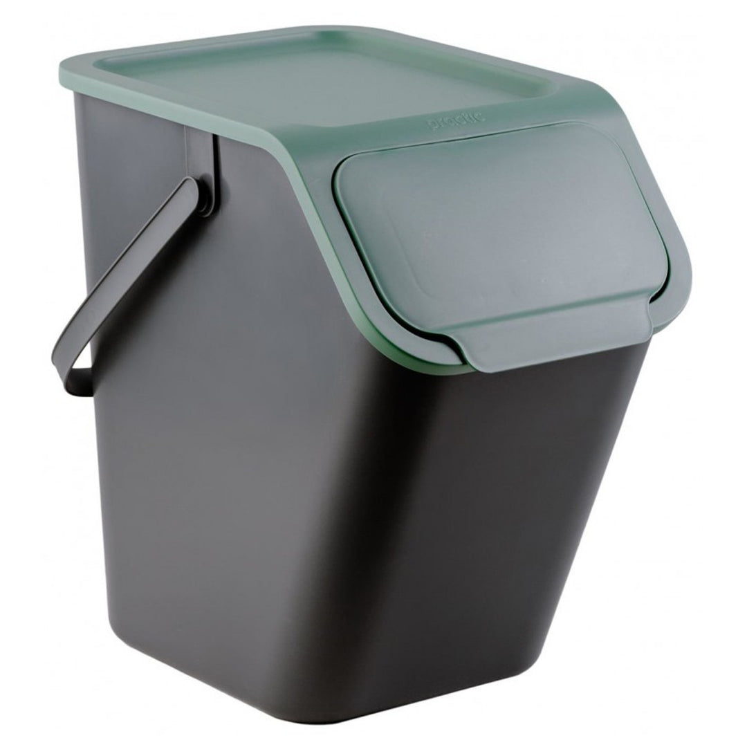 Set di 4 contenitori neri per la raccolta differenziata BINI con coperchi colorati giallo/verde/blu/marrone + 5 filtri al carbone
