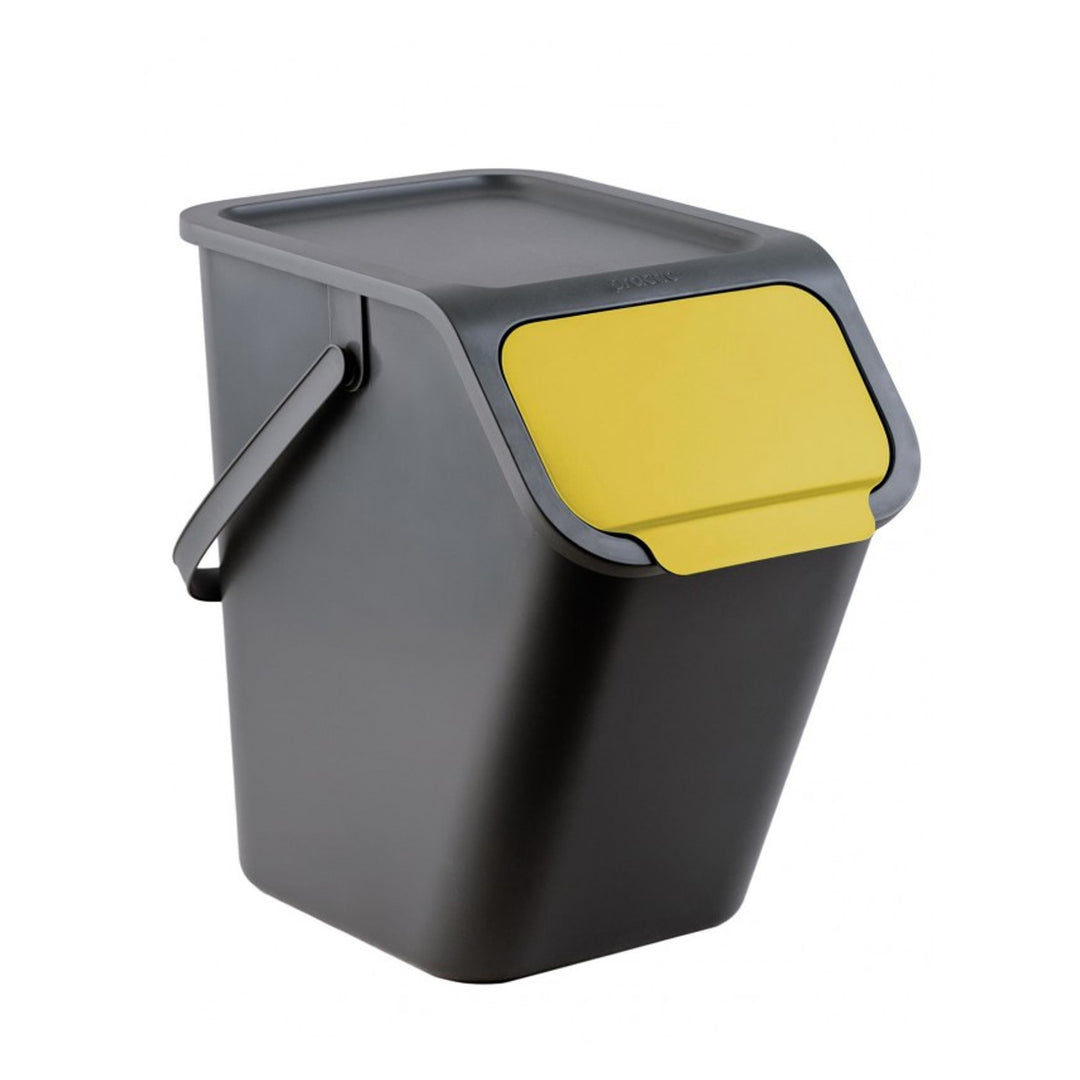 Set di 4 contenitori neri BINI da 25 l, con coperchio nero, colore delle alette: giallo, blu, verde, marrone + 5 filtri al carbone