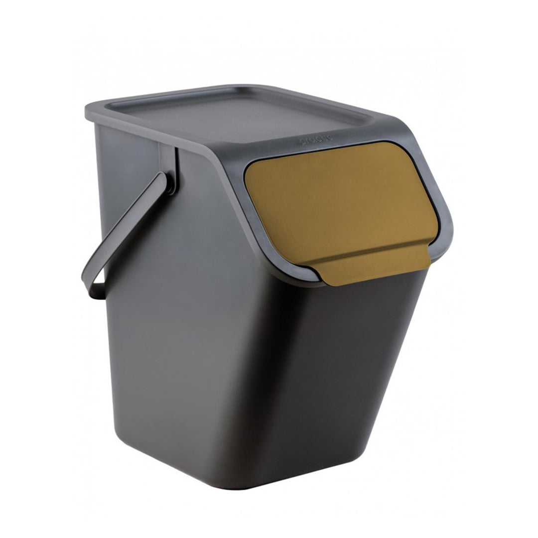Set di 4 contenitori neri BINI da 25 l, con coperchio nero, colore delle alette: giallo, blu, verde, marrone + 5 filtri al carbone