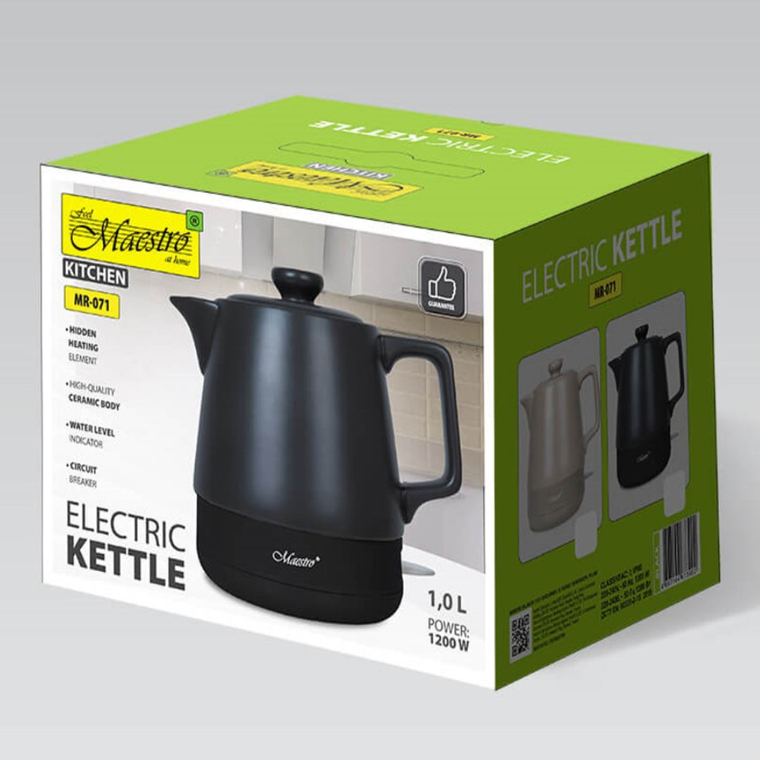 Bollitore in ceramica Maestro, capacità 1 L, potenza 1200 W, colore nero, MR-071