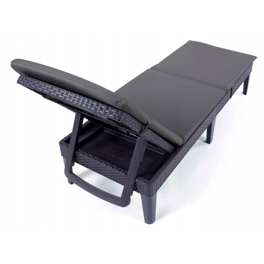 Cuscino per sdraio Jaipur, colore grigio scuro, tessuto S-500, dimensioni 190x60 cm, due sistemi di fissaggio, impermeabile, lavabile in lavatrice, S-49