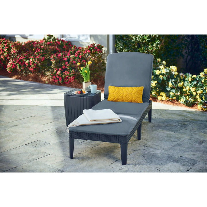 Cuscino per sdraio Jaipur, colore grigio scuro, tessuto S-500, dimensioni 190x60 cm, due sistemi di fissaggio, impermeabile, lavabile in lavatrice, S-49