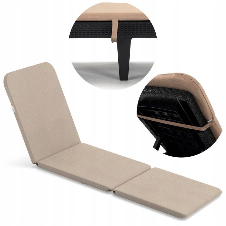 Cuscino per sdraio Jaipur, colore beige, tessuto S-550 melange, dimensioni 190x60 cm, due sistemi di fissaggio, impermeabile, lavabile in lavatrice, melange S-21