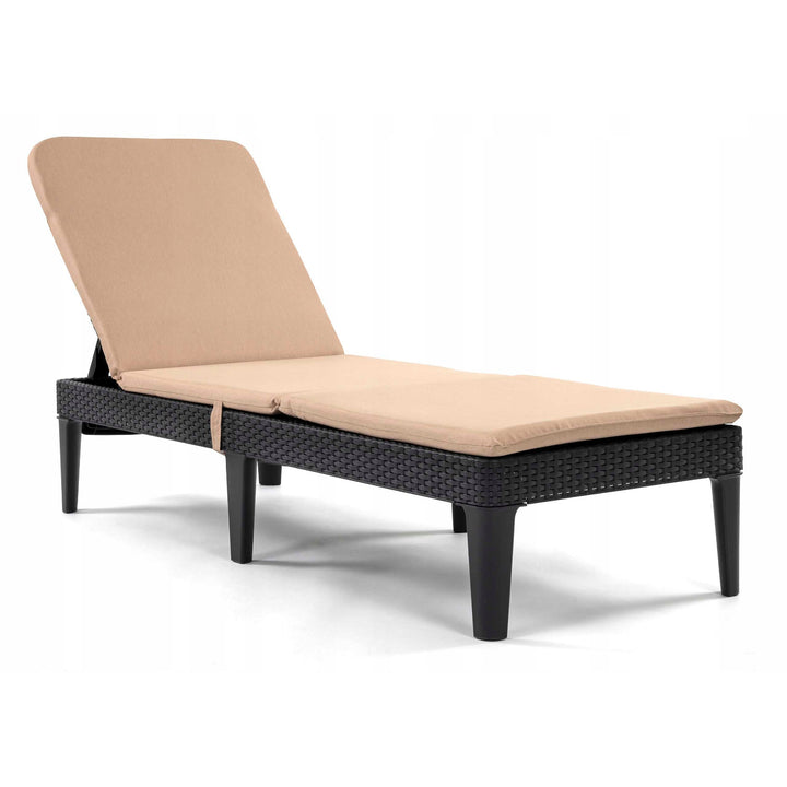 Cuscino per sdraio Jaipur, colore beige, tessuto S-550 melange, dimensioni 190x60 cm, due sistemi di fissaggio, impermeabile, lavabile in lavatrice, melange S-21