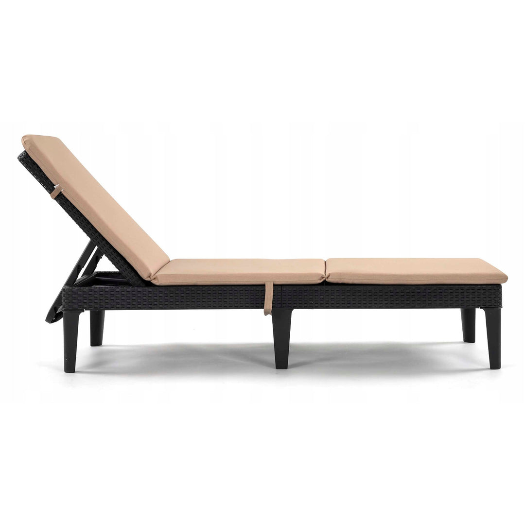 Cuscino per sdraio Jaipur, colore beige, tessuto S-550 melange, dimensioni 190x60 cm, due sistemi di fissaggio, impermeabile, lavabile in lavatrice, melange S-21