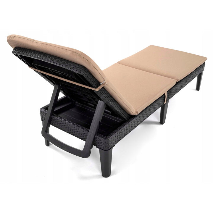 Cuscino per sdraio Jaipur, colore beige, tessuto S-550 melange, dimensioni 190x60 cm, due sistemi di fissaggio, impermeabile, lavabile in lavatrice, melange S-21