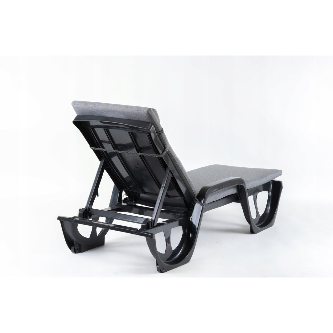 Cuscino per sdraio Madera, colore grigio, tessuto S-550 melange, dimensioni 190x55 cm, fissaggio con fascia elastica, impermeabile, melange S-23