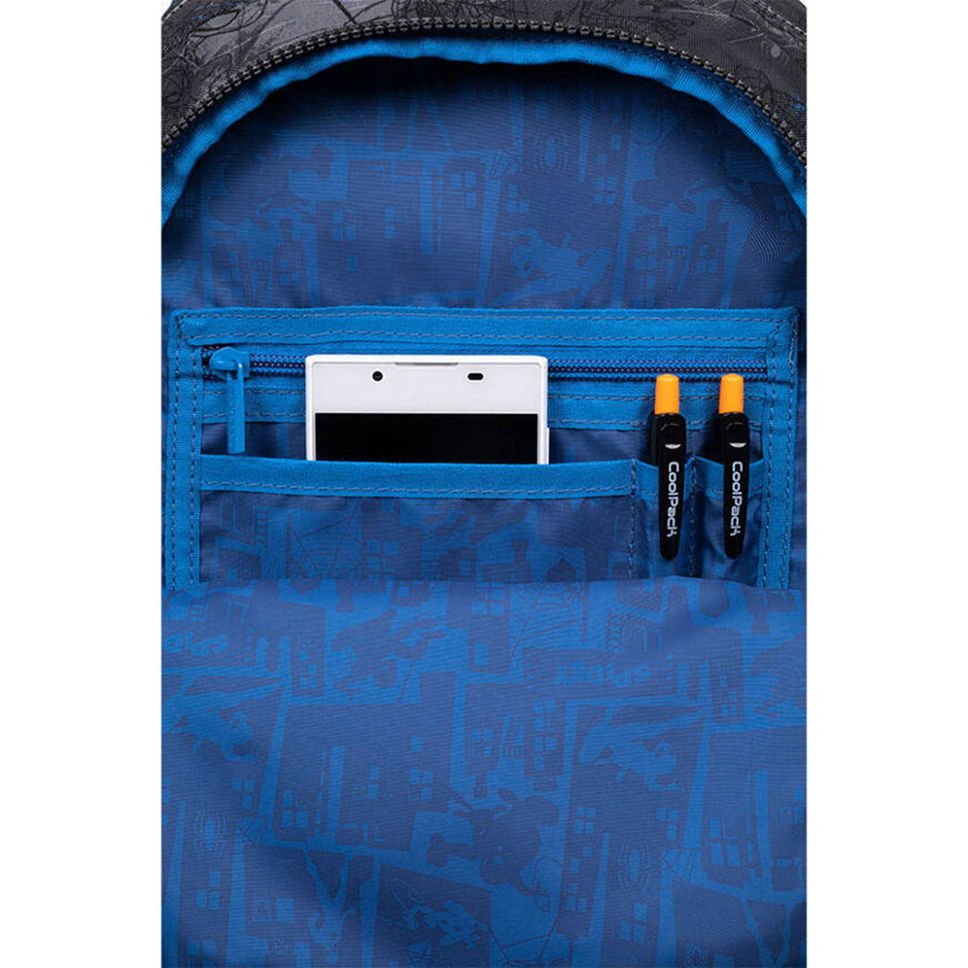 Zaino scolastico Spiderman Coolpack, modello Jerry (15"), schienale sagomato, 3 ampi scomparti, fondo rinforzato, F029777