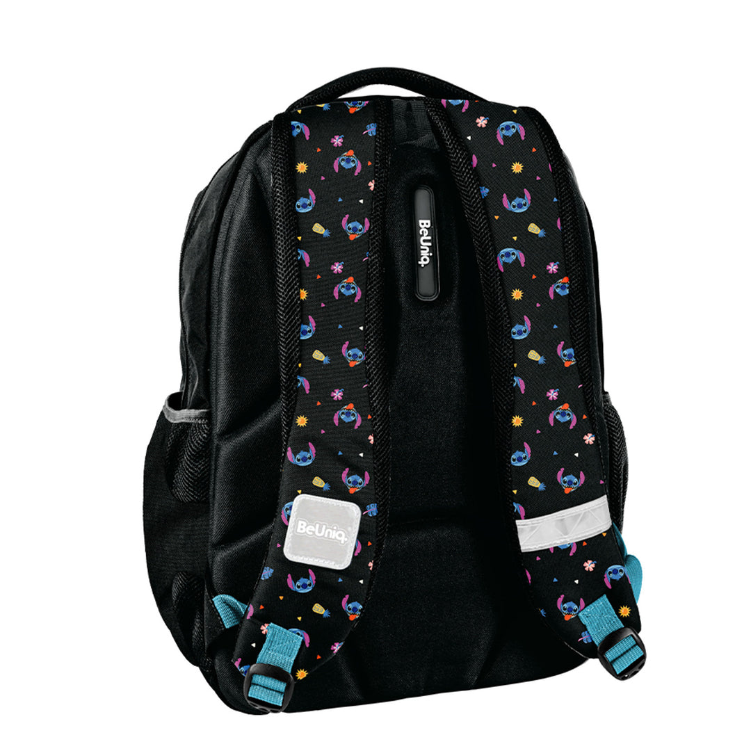 Set scolastico Stitch Paso, zaino con tre scomparti, tasca per laptop e fondo rinforzato, astuccio con elastici per gli strumenti di scrittura, sacca per scarpe da agganciare allo zaino, DS26MM