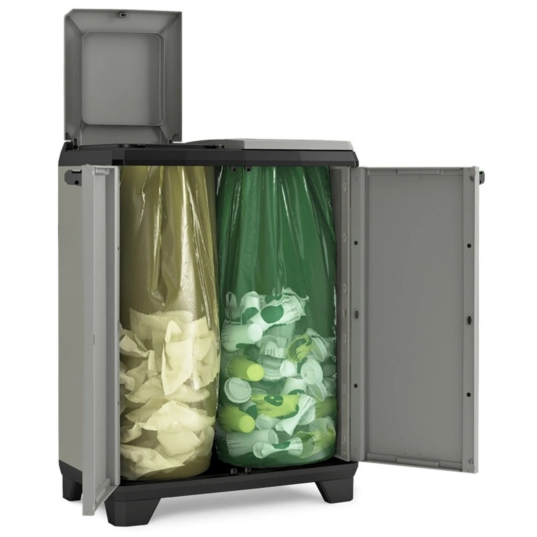 Mobile per la raccolta differenziata Keter Planet, capacità 2x110 L, colore grigio, 68x39x92 cm, 246640