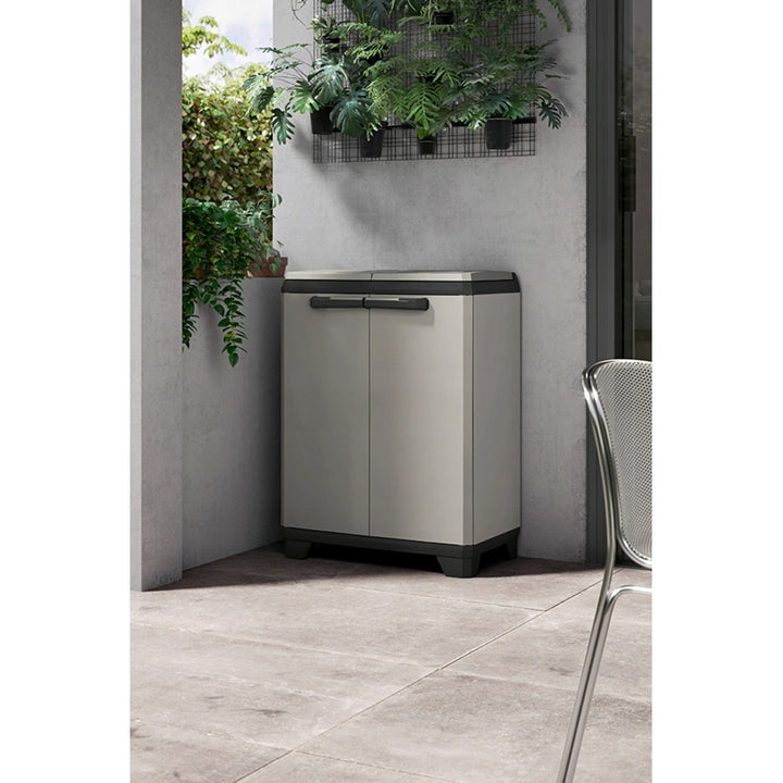 Mobile per la raccolta differenziata Keter Planet, capacità 2x110 L, colore grigio, 68x39x92 cm, 246640
