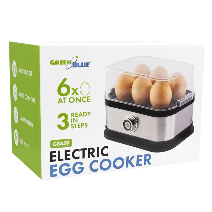 Cuociuova automatico GreenBlue, potenza 200 W, fino a 6 uova, misurino, 220-240 V~, 50/60 Hz, GB359