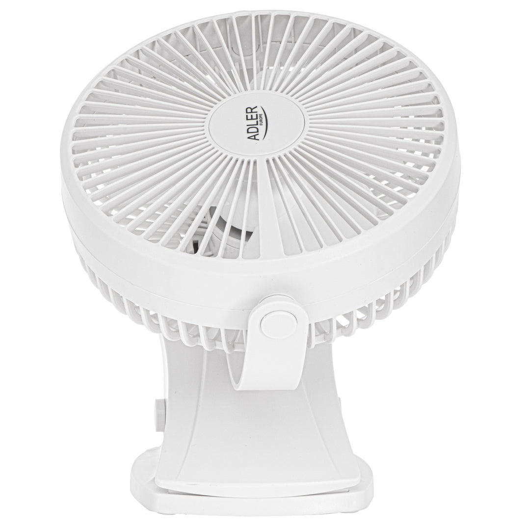 Ventilatore da scrivania con clip, a batteria, 15,5 cm, rotazione a 360°, USB-C, Adler
