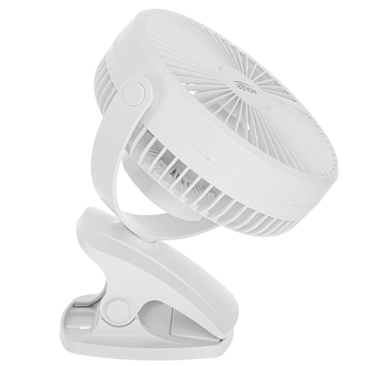 Ventilatore da scrivania con clip, a batteria, 15,5 cm, rotazione a 360°, USB-C, Adler