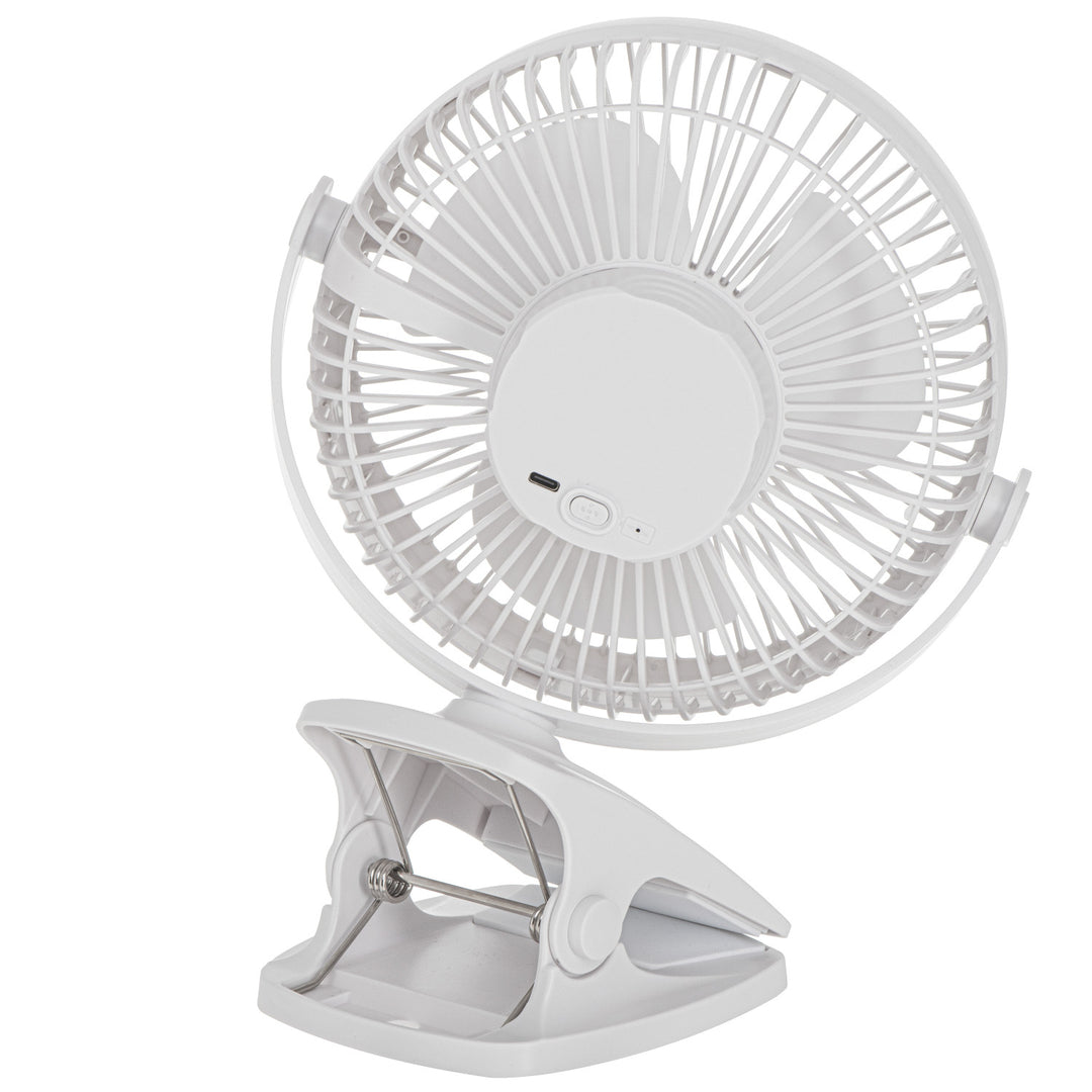 Ventilatore da scrivania con clip, a batteria, 15,5 cm, rotazione a 360°, USB-C, Adler