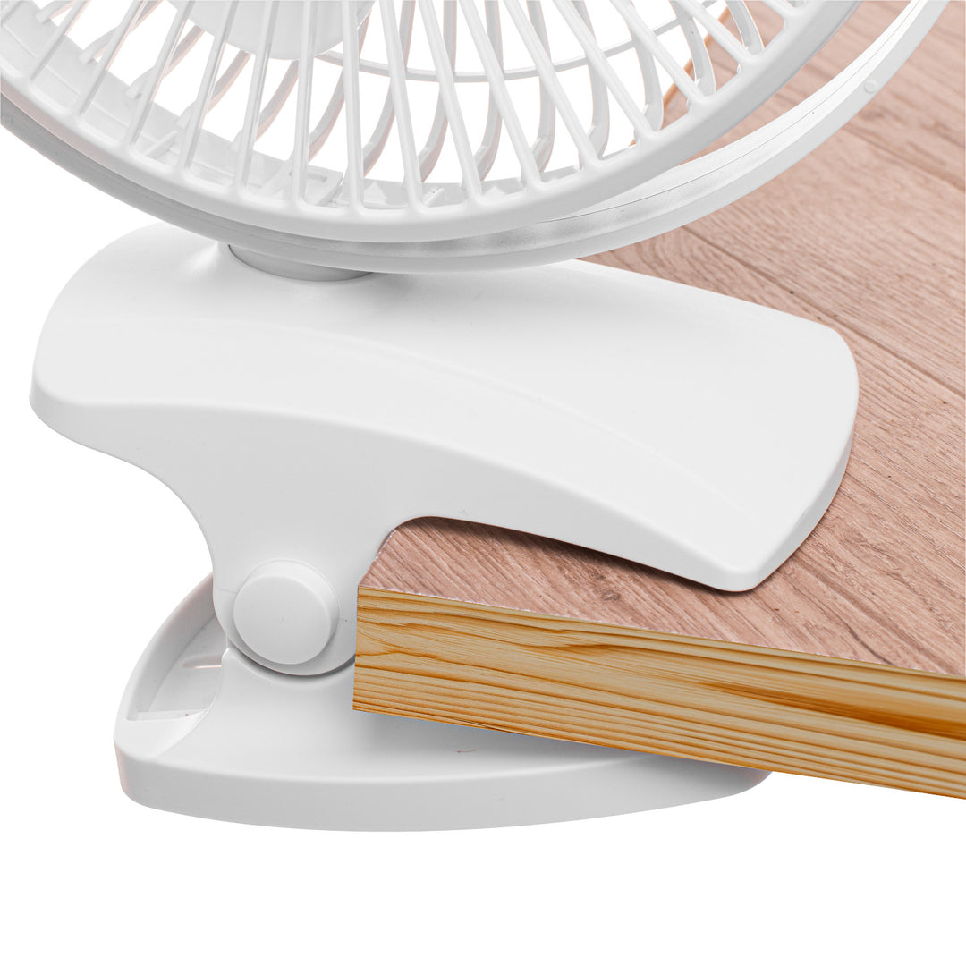 Ventilatore da scrivania con clip, a batteria, 15,5 cm, rotazione a 360°, USB-C, Adler