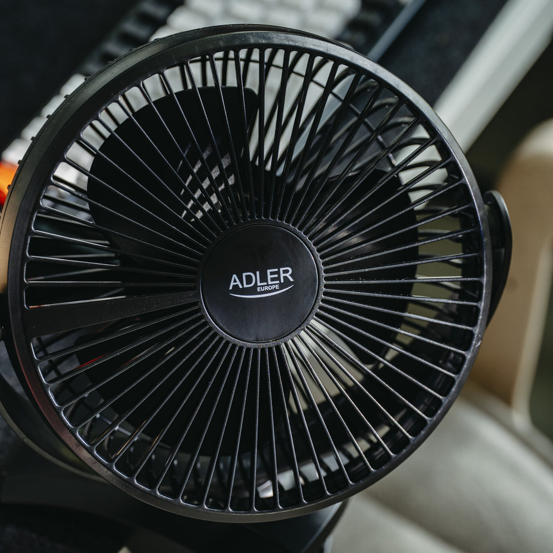 Ventilatore da scrivania con clip, a batteria, 15,5 cm, rotazione a 360°, USB-C, Adler