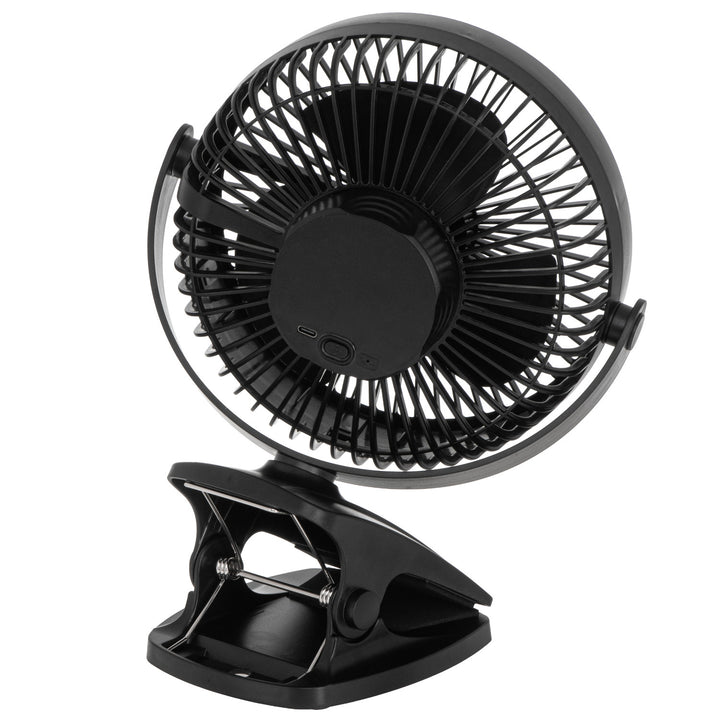 Ventilatore da scrivania con clip, a batteria, 15,5 cm, rotazione a 360°, USB-C, Adler