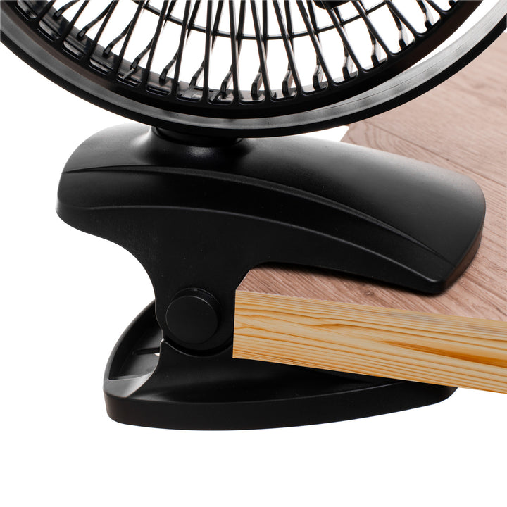 Ventilatore da scrivania con clip, a batteria, 15,5 cm, rotazione a 360°, USB-C, Adler