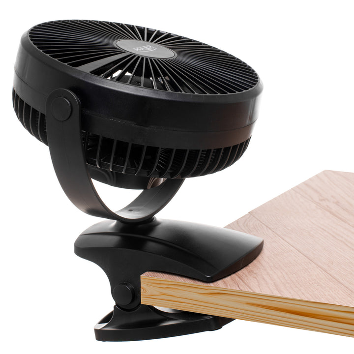 Ventilatore da scrivania con clip, a batteria, 15,5 cm, rotazione a 360°, USB-C, Adler