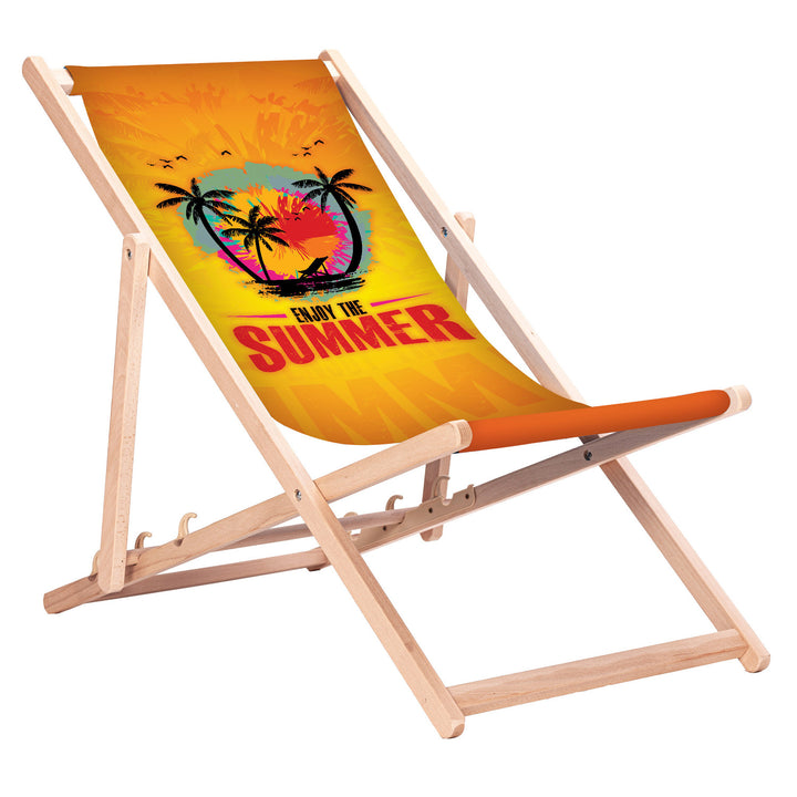 Sdraio classica in faggio GreenBlue GB183 con stampa «Enjoy The Summer»