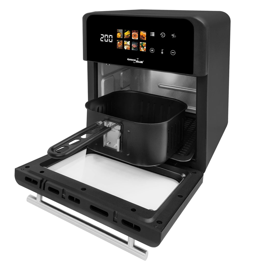 Friggitrice senza olio AIR FRYER GreenBlue, potenza 1800 W, capacità 10 l, 8 programmi, accessori, timer, GB950 + termometro/sonda per alimenti, GreenBlue GB178