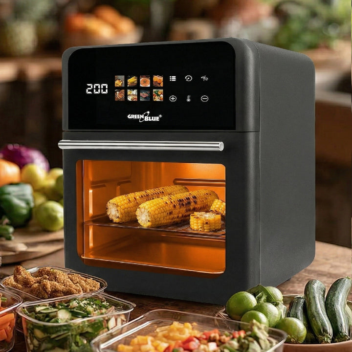 Friggitrice senza olio AIR FRYER GreenBlue, potenza 1800 W, capacità 10 l, 8 programmi, accessori, timer, GB950 + termometro/sonda per alimenti, GreenBlue GB178