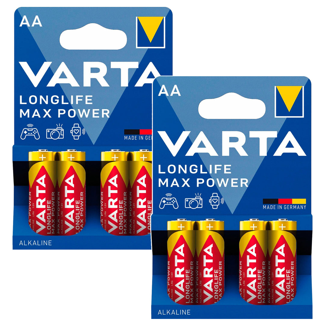 8 batterie R-06 R06 AA da 1,5 V alcaline R-06 Longlife Max Power Varta