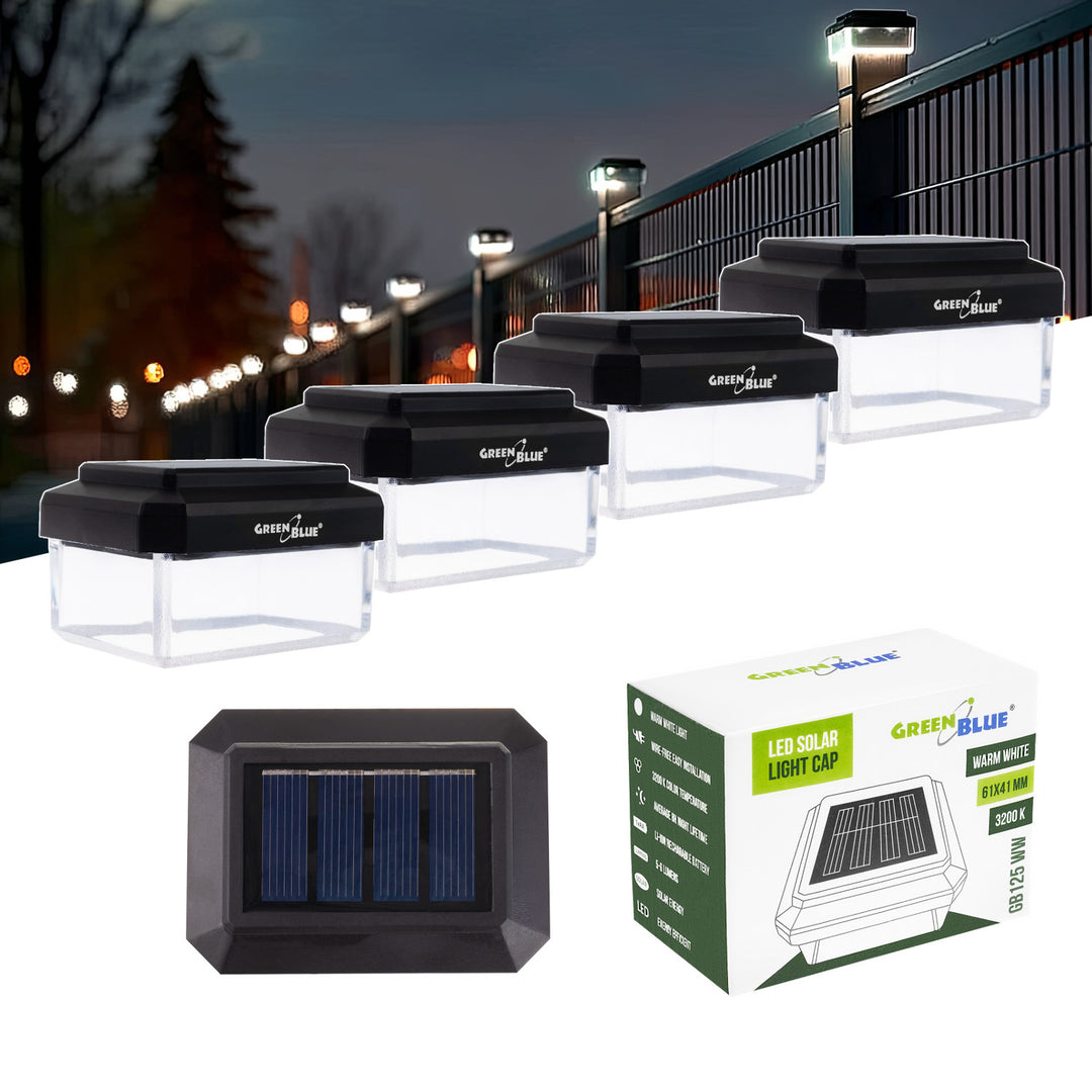 Lampada solare a LED da palo GreenBlue, 60x40 mm, tettuccio a busta, 3200 K, GB125 WW, 4 pezzi