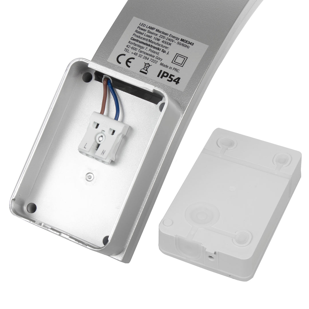 Lampada da facciata a LED Maclean, 800 lm, IP54, 10 W, luce bianca naturale (4000 K), colore argento, MCE343 SV, 2 pezzi
