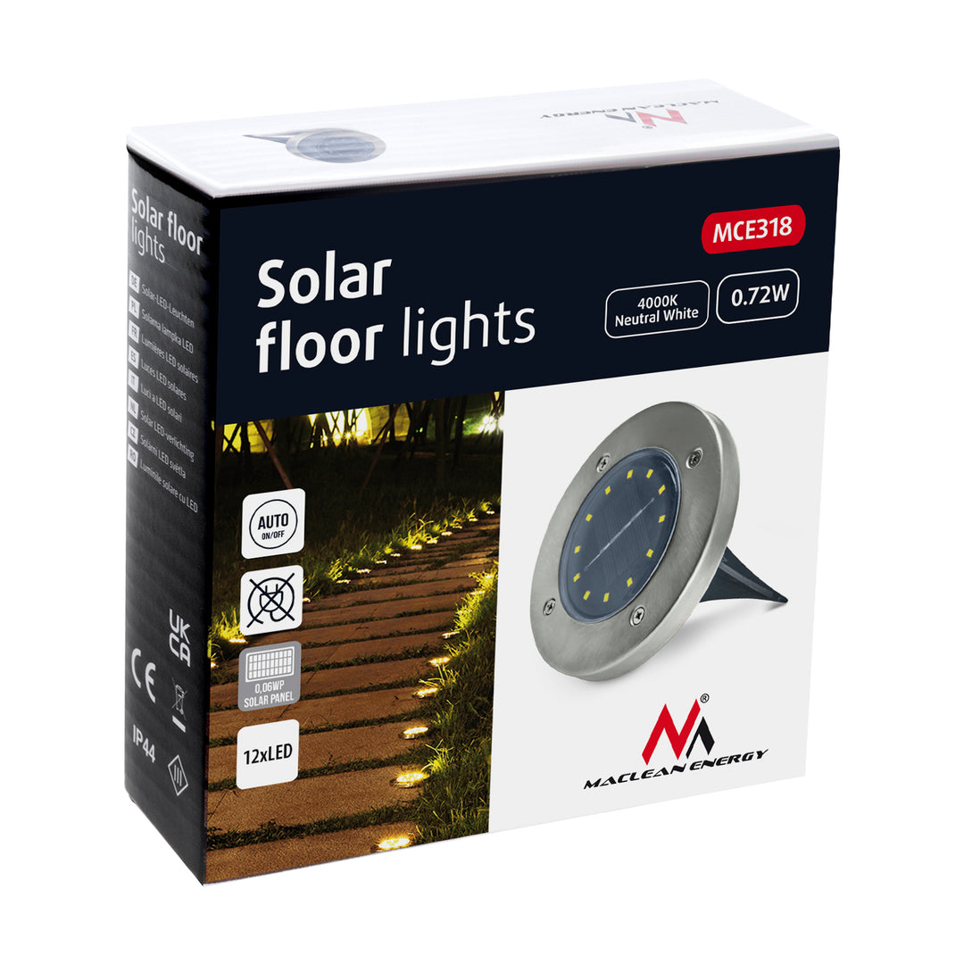 Lampada da giardino a LED Maclean IP44 a sensore di movimento, 12 LED SMD, 4000K, Ni-MH 600 mAh, 0,7 W, MCE318, 4 pezzi