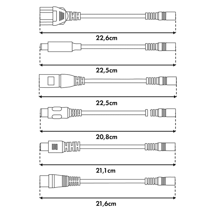 Caricabatterie universale / Alimentatore Maclean Energy, per monopattini elettrici, 54,6 V CC, 2 A, max 110 W, ricarica rapida, 6 spine, MCE665