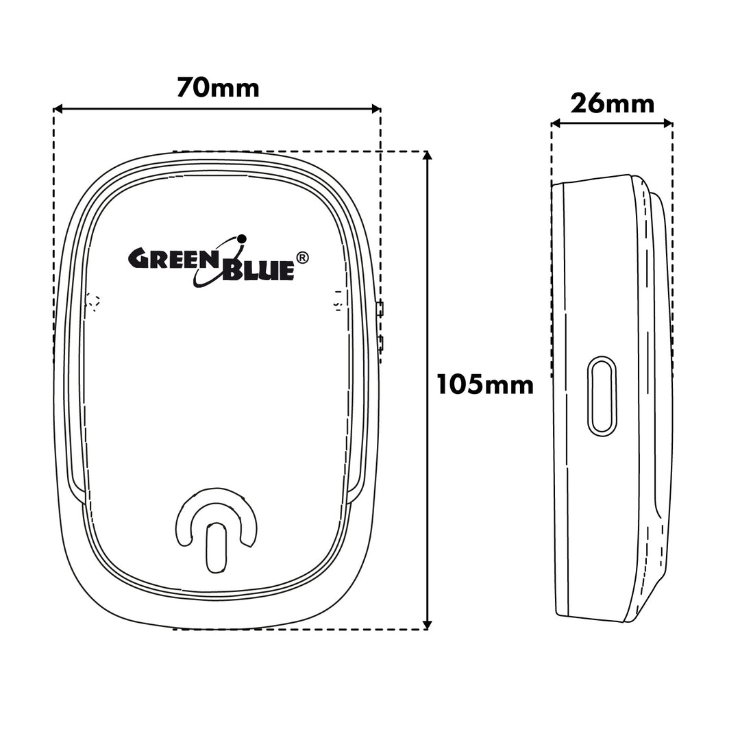 Campanello wireless GreenBlue, 38 melodie, 90 dB, bianco, portata fino a 200 m, GB404 W