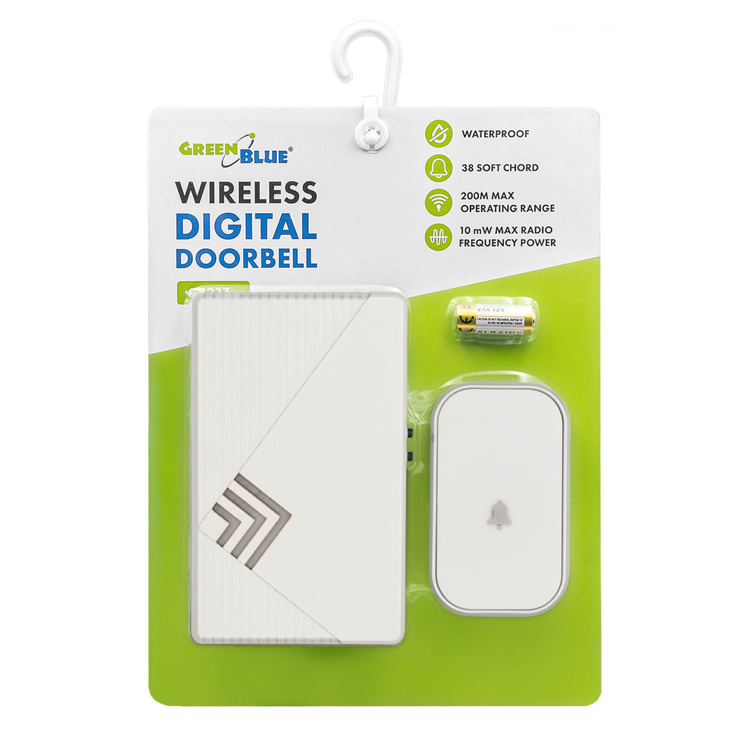 Campanello wireless GreenBlue, 38 melodie, 90 dB, bianco, portata fino a 200 m, GB237 W