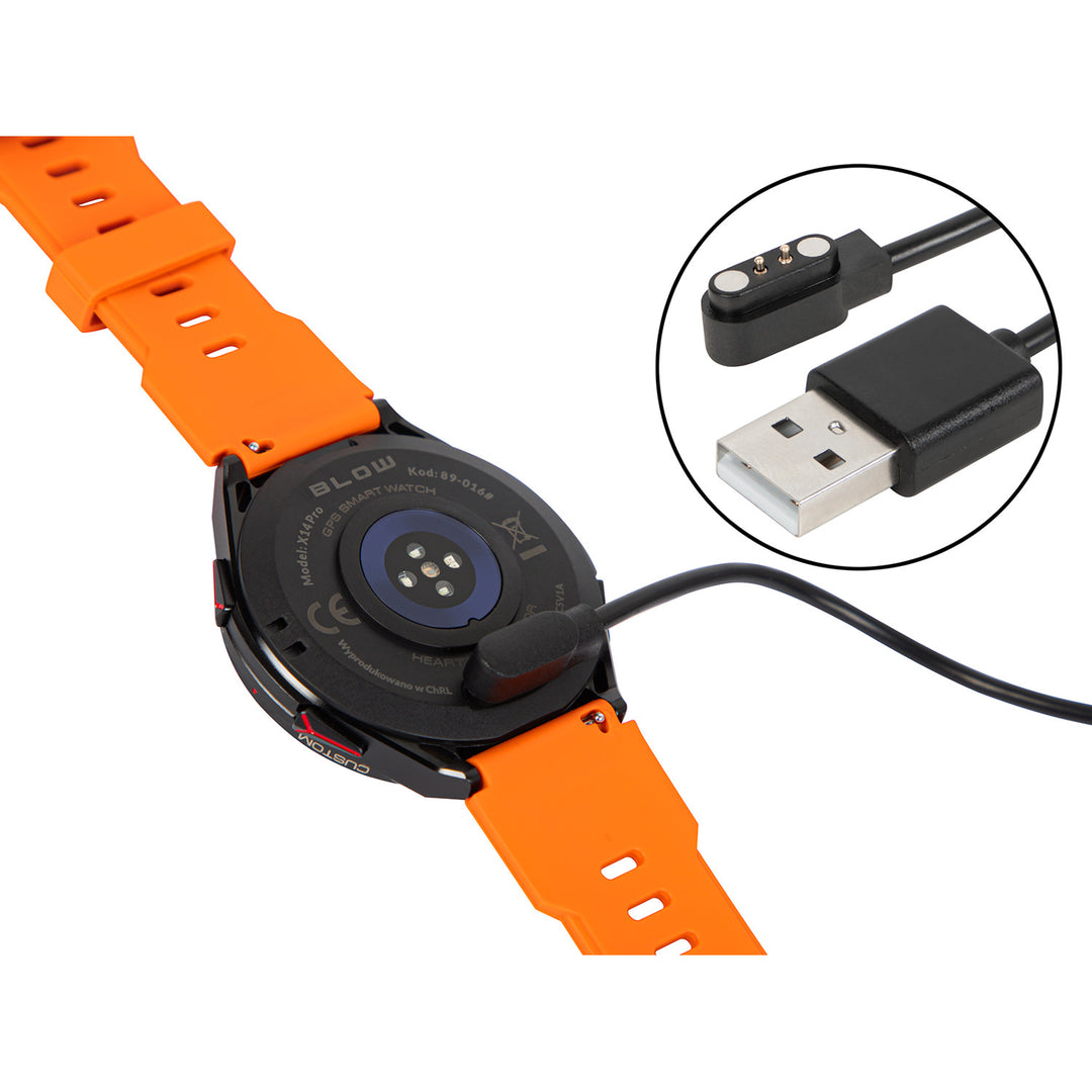 Smartwatch BLOW X14 Pro, display AMOLED da 1,43", batteria da 490 mAh, GPS, 4 GB di RAM e 256 MB di memoria, funzioni per il monitoraggio della salute, cinturino disponibile in 2 colori, 89-016#