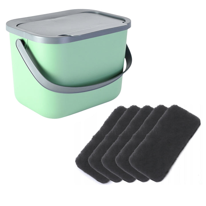Contenitore per rifiuti organici da 6 l verde-grigio Bini Practic + 5 filtri al carbone Practic