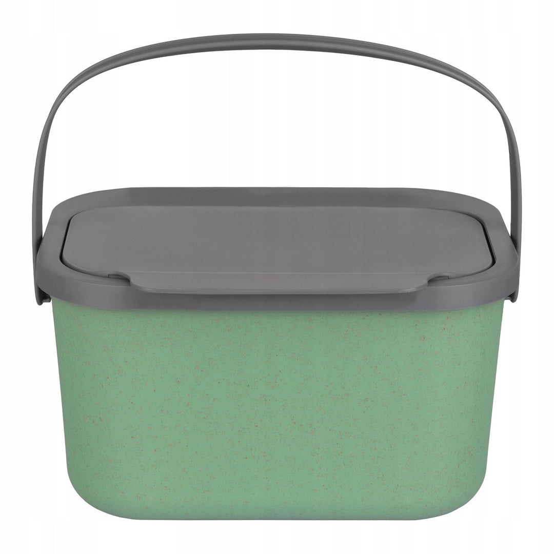 Contenitore per rifiuti organici, capacità 4,5 litri, verde con coperchio grigio, Mini Bini + 5 filtri al carbone Practic