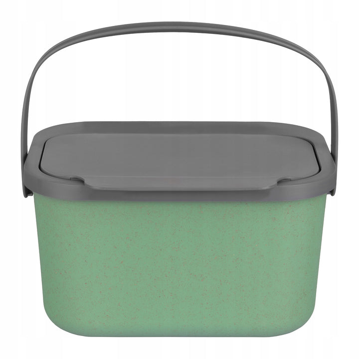 Contenitore per rifiuti organici, capacità 4,5 litri, verde con coperchio grigio, Mini Bini + 5 filtri al carbone Practic