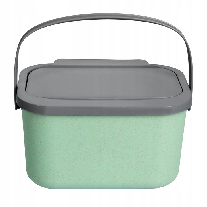 Contenitore per rifiuti organici, capacità 4,5 litri, verde con coperchio grigio, Mini Bini + 5 filtri al carbone Practic