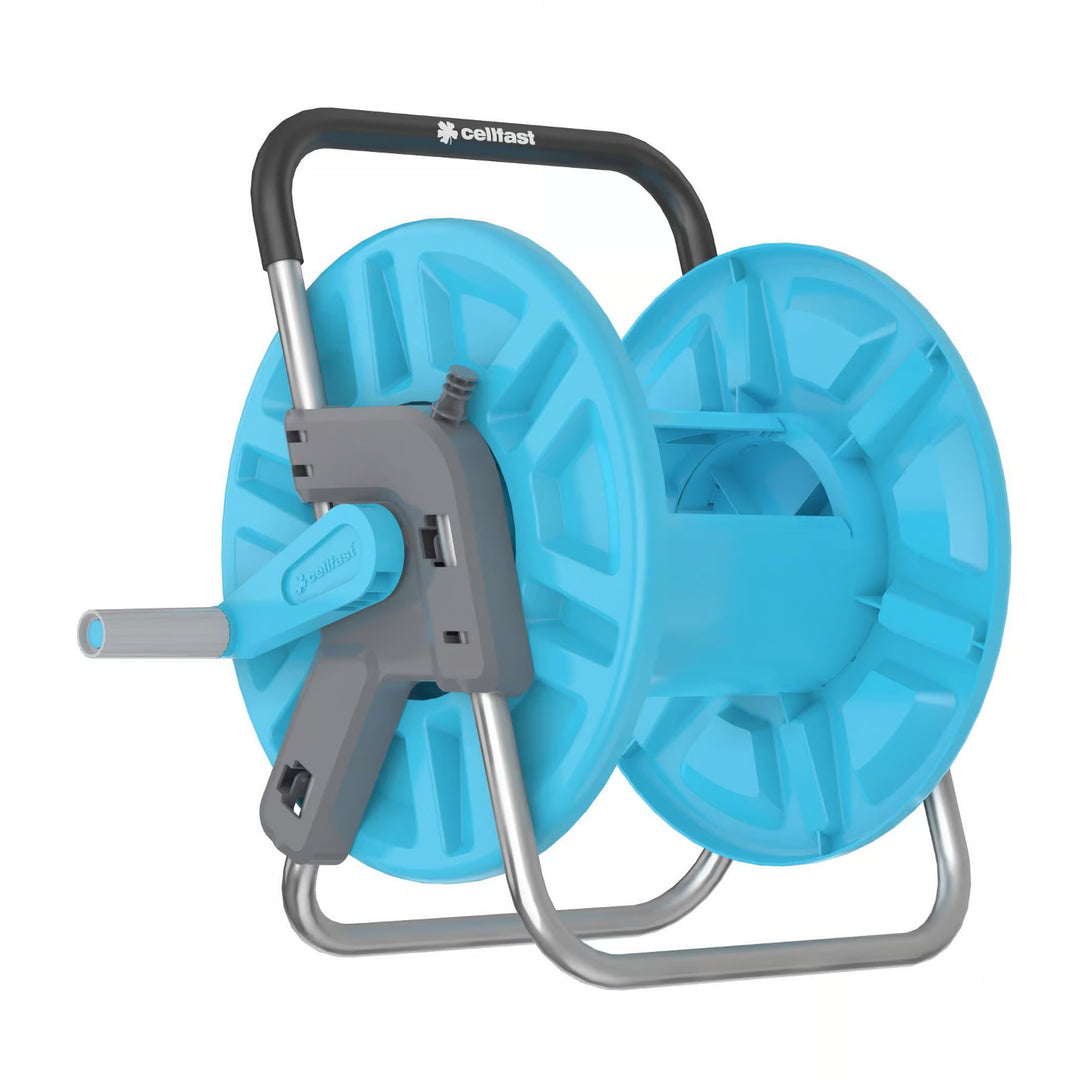 Tubo da giardino Economic 1/2" 50 m + supporto, raccordo con filettatura interna da 3/4", raccordo con filettatura esterna da 1/2", raccordo rapido passante e di arresto da 1/2" + spruzzatore a pistola a 8 funzioni Cellfast Mix Ideal