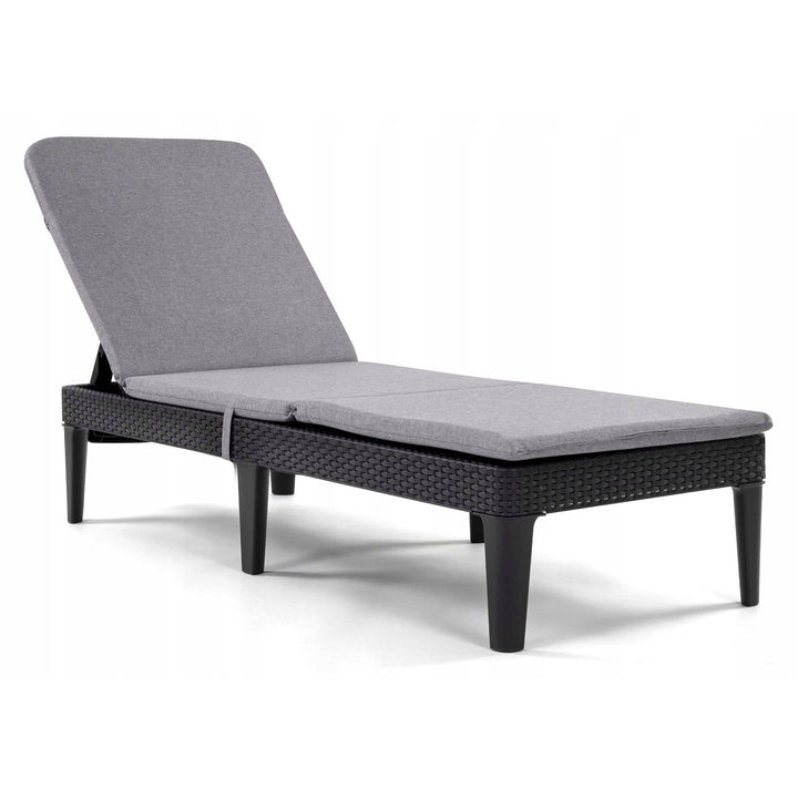 Cuscino per sdraio Jaipur, colore grigio, tessuto S-550, dimensioni 190x60 cm, due sistemi di fissaggio, impermeabile, lavabile nella sua interezza, Jaipur Melange S-03