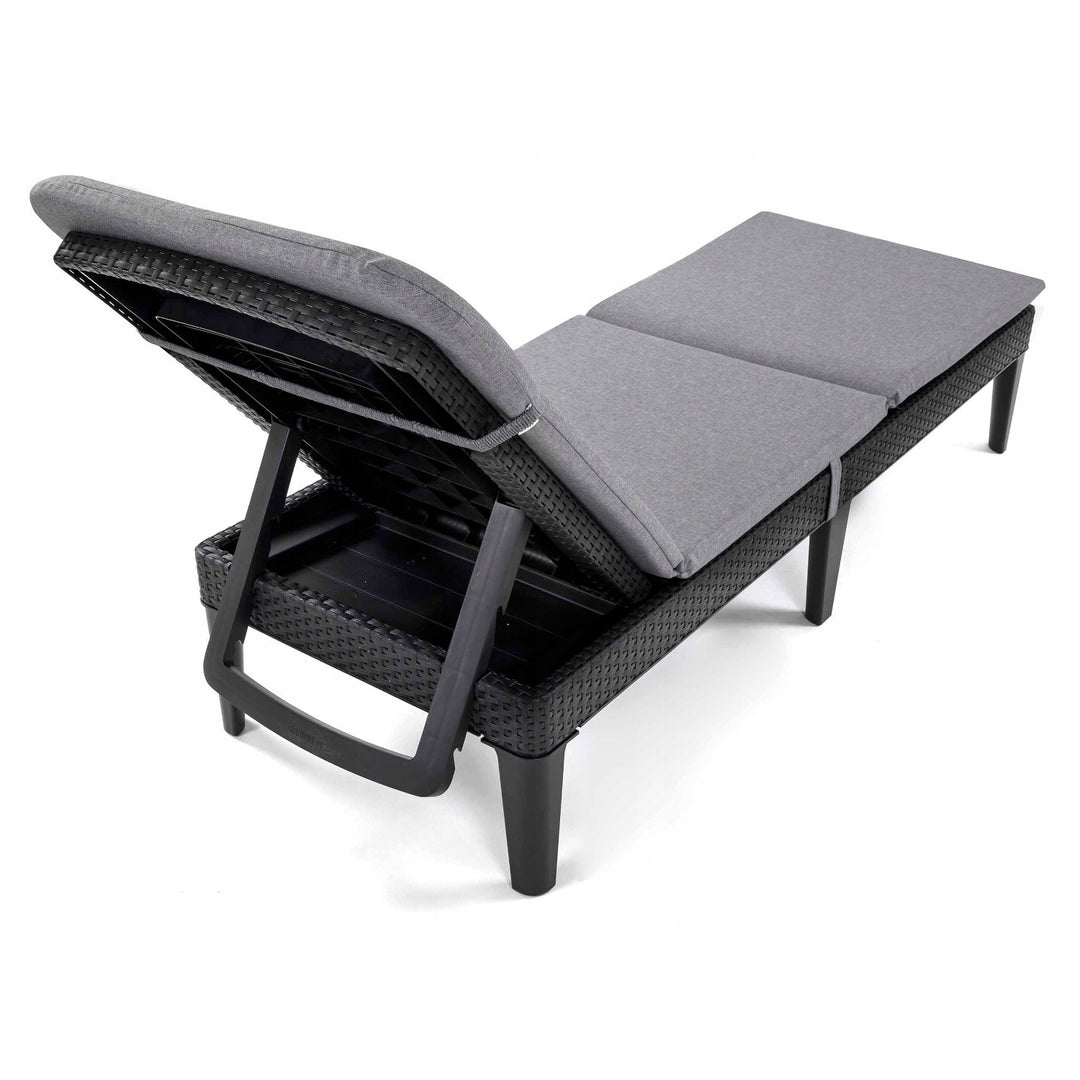 Cuscino per sdraio Jaipur, colore grigio, tessuto S-550, dimensioni 190x60 cm, due sistemi di fissaggio, impermeabile, lavabile nella sua interezza, Jaipur Melange S-03