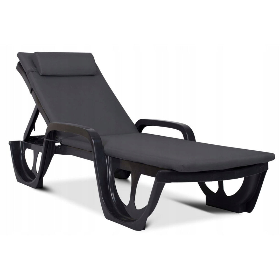 Cuscino per sdraio Madera, colore grigio scuro, tessuto S-500, dimensioni 190x55 cm, fissaggio con fascia elastica, impermeabile, Madera S-49