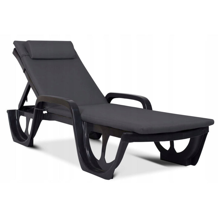 Cuscino per sdraio Madera, colore grigio scuro, tessuto S-500, dimensioni 190x55 cm, fissaggio con fascia elastica, impermeabile, Madera S-49
