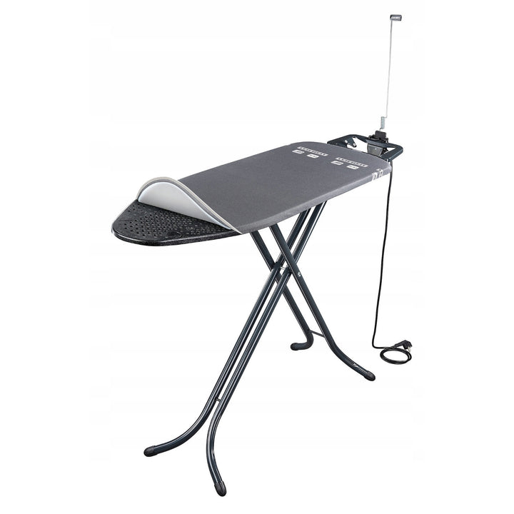 Asse da stiro Leifheit Air Board M Black Plus, riflette il calore e il vapore, regolazione in altezza, 72485