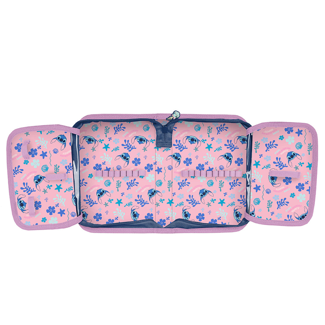 Set scolastico Stitch Paso, zaino con due scomparti, elementi riflettenti e schienale rinforzato, astuccio vuoto con tasche per gli strumenti di scrittura, sacca per le scarpe da indossare sulla schiena, DS26XX